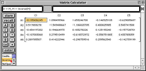 Inverse of random 5 by 5 matrix