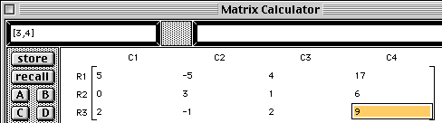 Entered augmented matrix