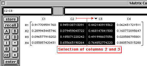 Selection of columns 2 and 3