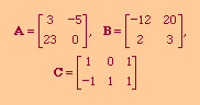 The matrices A, B, C